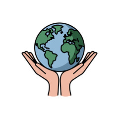 Hands Holding Earth Vector Illustration Represents Global Care and Environmental Conservation
