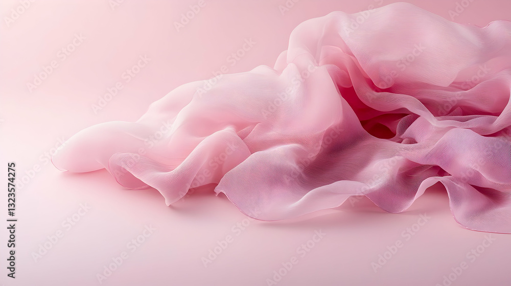 Aufkleber abstract pink fabric swirls displaying soft texture and elegant movement on a light background