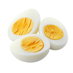 Hard-Boiled Eggs Cut in Half on Transparent Background