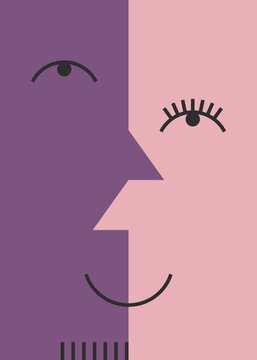 Abstract man and woman portrait