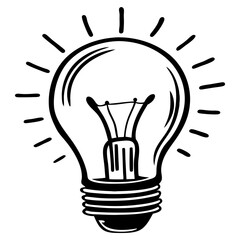 Black Outline Light Bulb Vector Illustration Symbolizing Creativity and Innovation