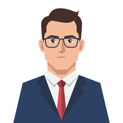 Professional Businessman Avatar Vector Illustration with Glasses and Suit