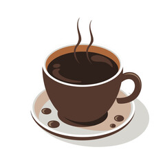 Obraz premium Steaming Hot Coffee Cup Vector Illustration for Café Menu and Branding