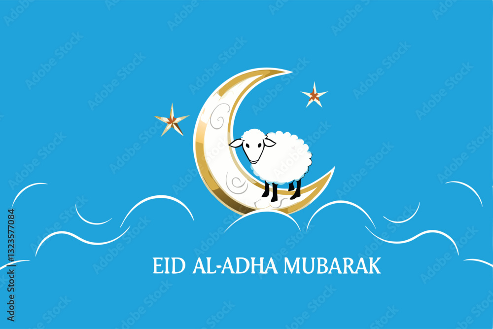 Poster create a minimalist line art illustration of a sheep peacefully resting beneath a crescent moon, usi