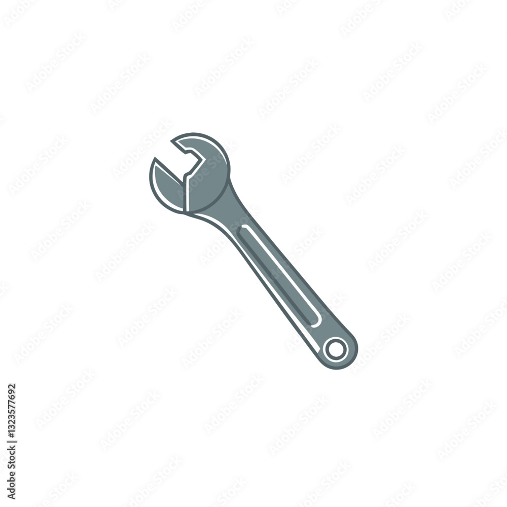 Poster vector illustration of adjustable wrench tool for print and design projects