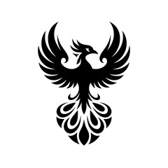 Obraz premium Majestic Black Phoenix Silhouette Vector for Tattoo or Design