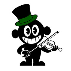 Obraz premium Cartoon Character with Violin and Top Hat Vector for Art and Design Projects