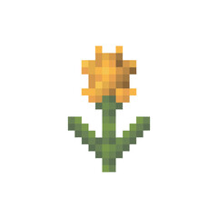 Obraz premium Pixel Art Yellow Flower Simple Vector Design for Craft Projects and