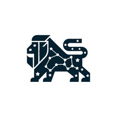 Naklejka premium Leo Zodiac Constellation Lion Vector Art for Astrology Designs
