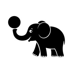 Obraz premium Cute Elephant Vector Illustration with Ball for Kids Decor and Playful Themes
