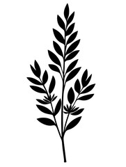 Black Silhouette Botanical Vector Art Decorative Leaf Design