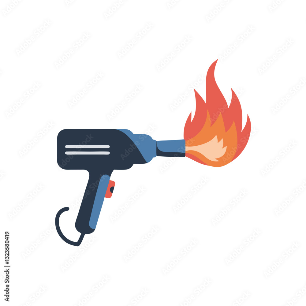 Poster vector illustration of blowtorch with flames useful for diy projects and graphic designs