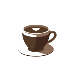Obraz premium Coffee Cup with Heart Latte Art Vector for Café Designs and Decorations