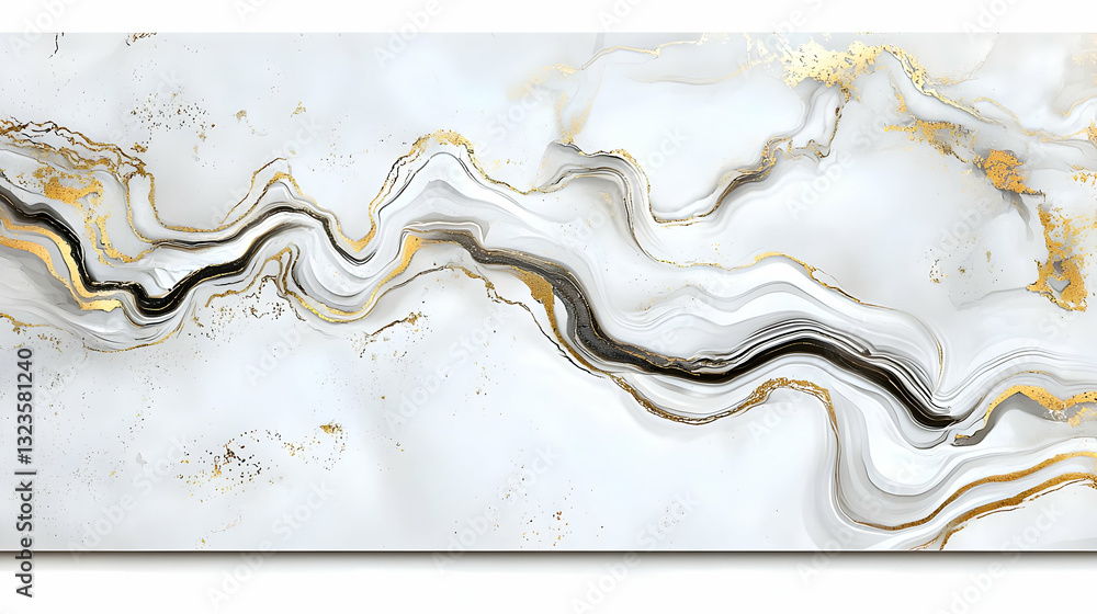 Poster abstract marble texture with gold veins flowing across a white surface creating a luxurious backgrou