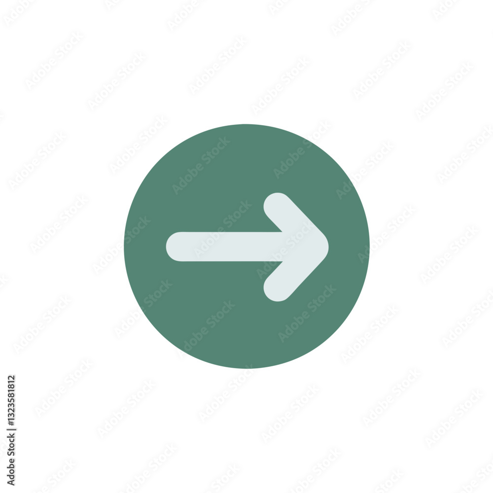 Poster white arrow in green circle vector for directional signage and ui design