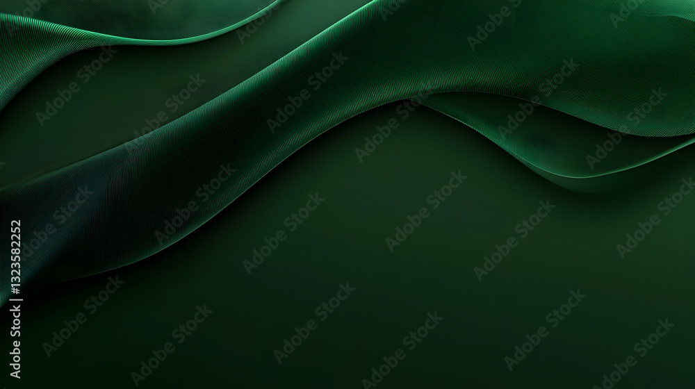 Poster abstract digital green wave design with textured surface on dark background
