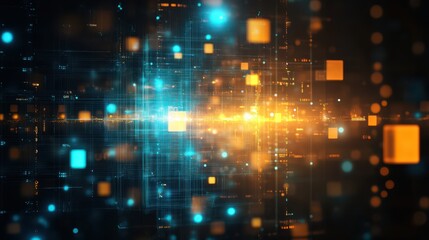 Obraz premium Digital Realm: A vibrant, futuristic composition of interconnected data streams and luminous digital elements. The artwork symbolizes the complexities of information flow and technological innovation.