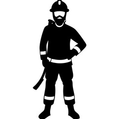 Firefighter Silhouette Vector Illustration for Safety Awareness and Design Projects