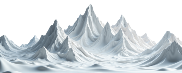 Abstract White Mountain Landscape with Transparent Background