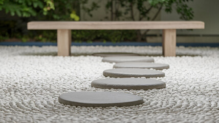 Minimalist Zen Garden with Stepping Stones
