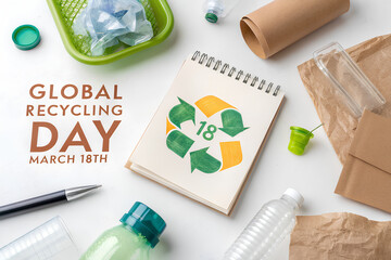 Global Recycling Day to celebrate on March 18th on white background