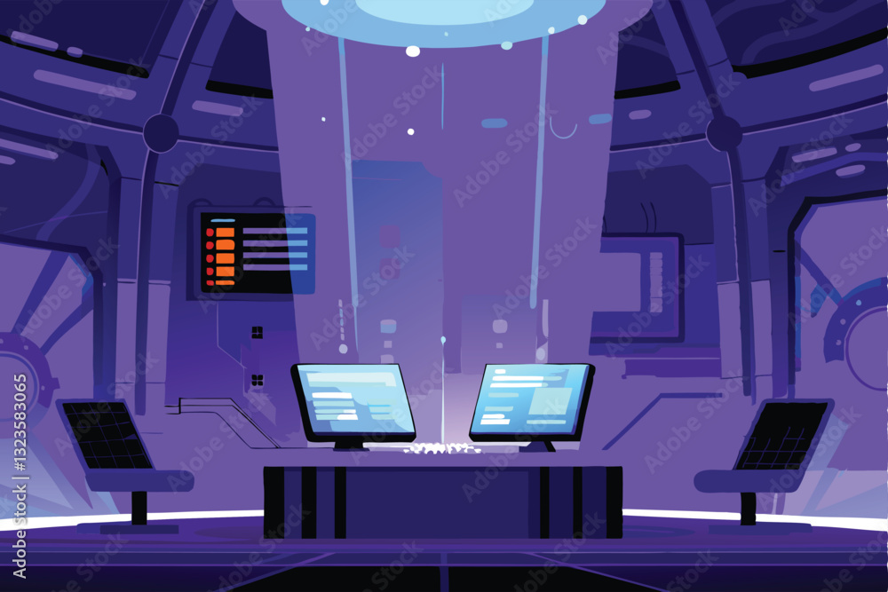 Aufkleber design a futuristic programmer's workspace backdrop; sci-fi themed, featuring holographic displays, 