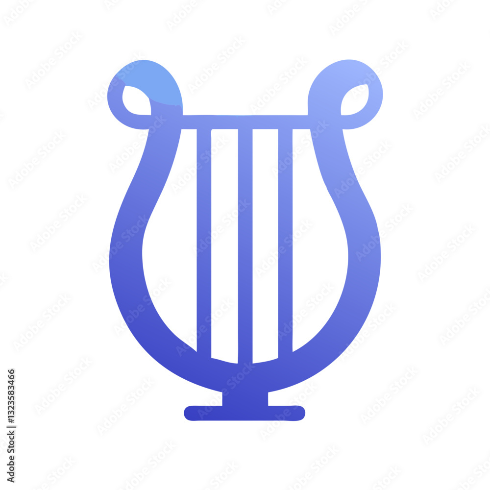 Poster blue gradient vector lyre for music art and design projects