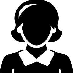 Female Avatar Silhouette Vector with Classic Hair and Collar Design