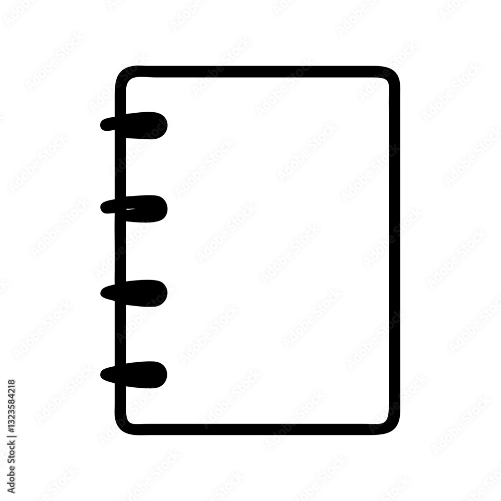 Poster simple black outline ring binder notebook vector for stationery and design projects