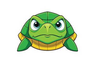 A cartoon-style of a grumpy turtle's head vector art illustration.eps