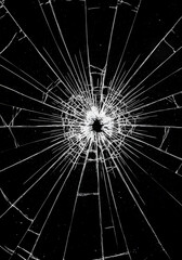 Broken Glass Texture, Cracked Black Background, High-Resolution Shattered Glass Overlay