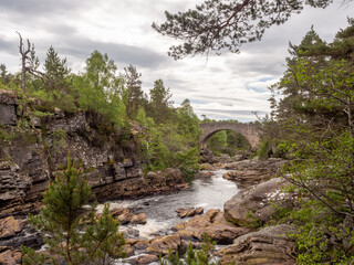 The impressive large Blackwater River at Little Garve, Scotland, UK
