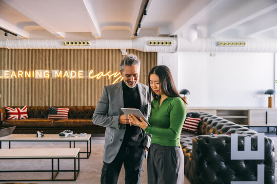 Professional teamwork in modern office with digital technology