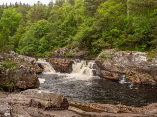 The impressive large Blackwater River at Little Garve, Scotland, UK