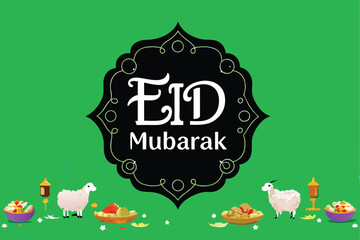 Create a stylized, vibrant Arabic calligraphy artwork of "Eid Mubarak" with a modern, artistic flourish.  Surrealistic elements are welcome.