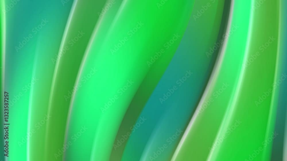 Poster abstract fluid waves in vibrant green and blue colors creating a smooth visual flow