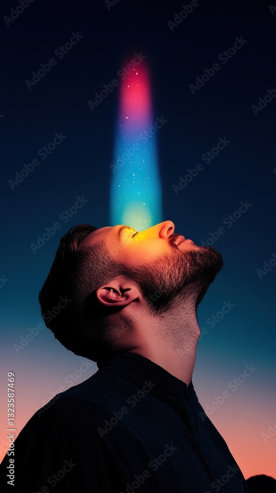 Aufkleber neurotech mindfulness holistic consciousness visualization with chromatic energy flow - next-gen wel