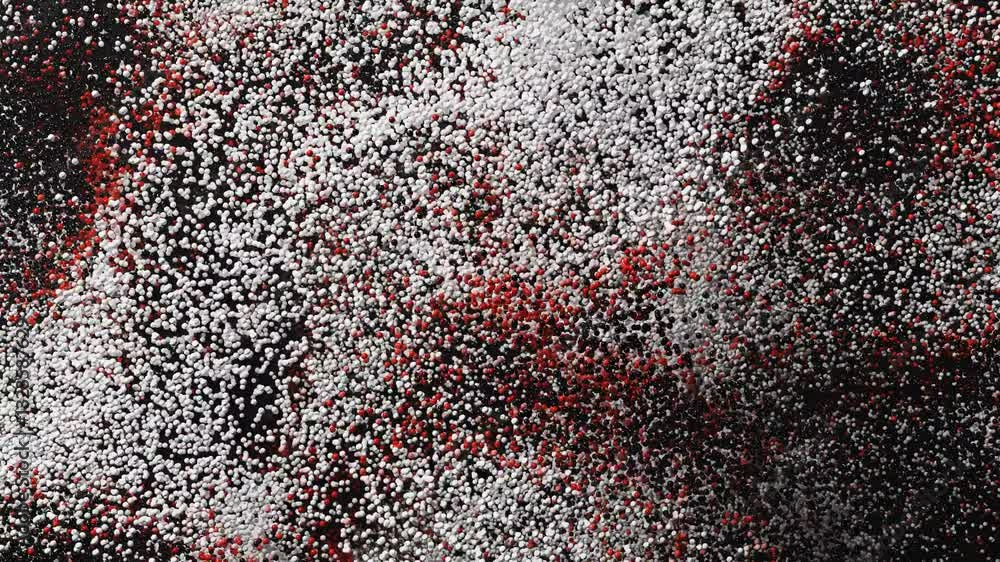 Poster 3d render of abstract loop particle flow video animation with 3d small particle in white, black, and