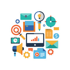 flat design concept of social network on transparent background