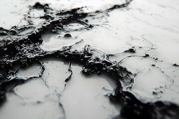 Abstract Texture of Black and White Liquid Patterns for Artistic Design