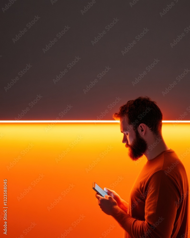 Poster digital minimalism meets cinematic color millennial tech user exploring vibrant connectivity in imme
