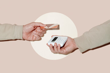 man pays with his contactless credit card