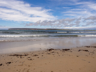 Beautiful scenery accross the bay at Castletown, Thurso, Highlands, Scotland, UK