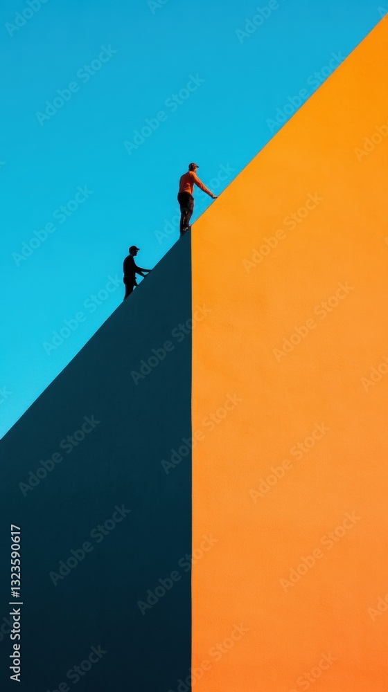 Poster minimalist leadership ascent gen z collaborative growth mindset in dynamic color-block career develo