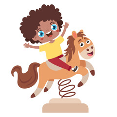 Kid Having Fun With Park Toy