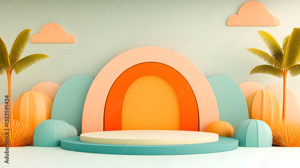 Aufkleber Modern minimalist virtual event background with abstract shapes and colors