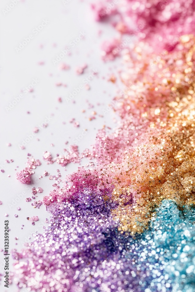 Poster a lively glitter border showcases a spectrum of rainbow hues transitioning through sparkles, creatin