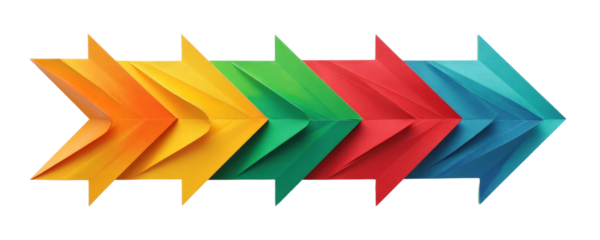 Colorful Paper Arrows Pointing Right, transparent background