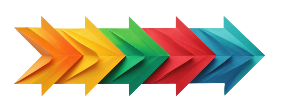 Colorful Paper Arrows Pointing Right, transparent background - Powered by Adobe