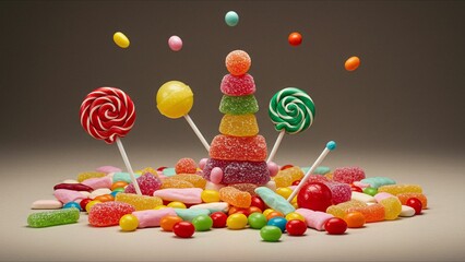 Fototapeta premium Playful candy arrangement with lollipops